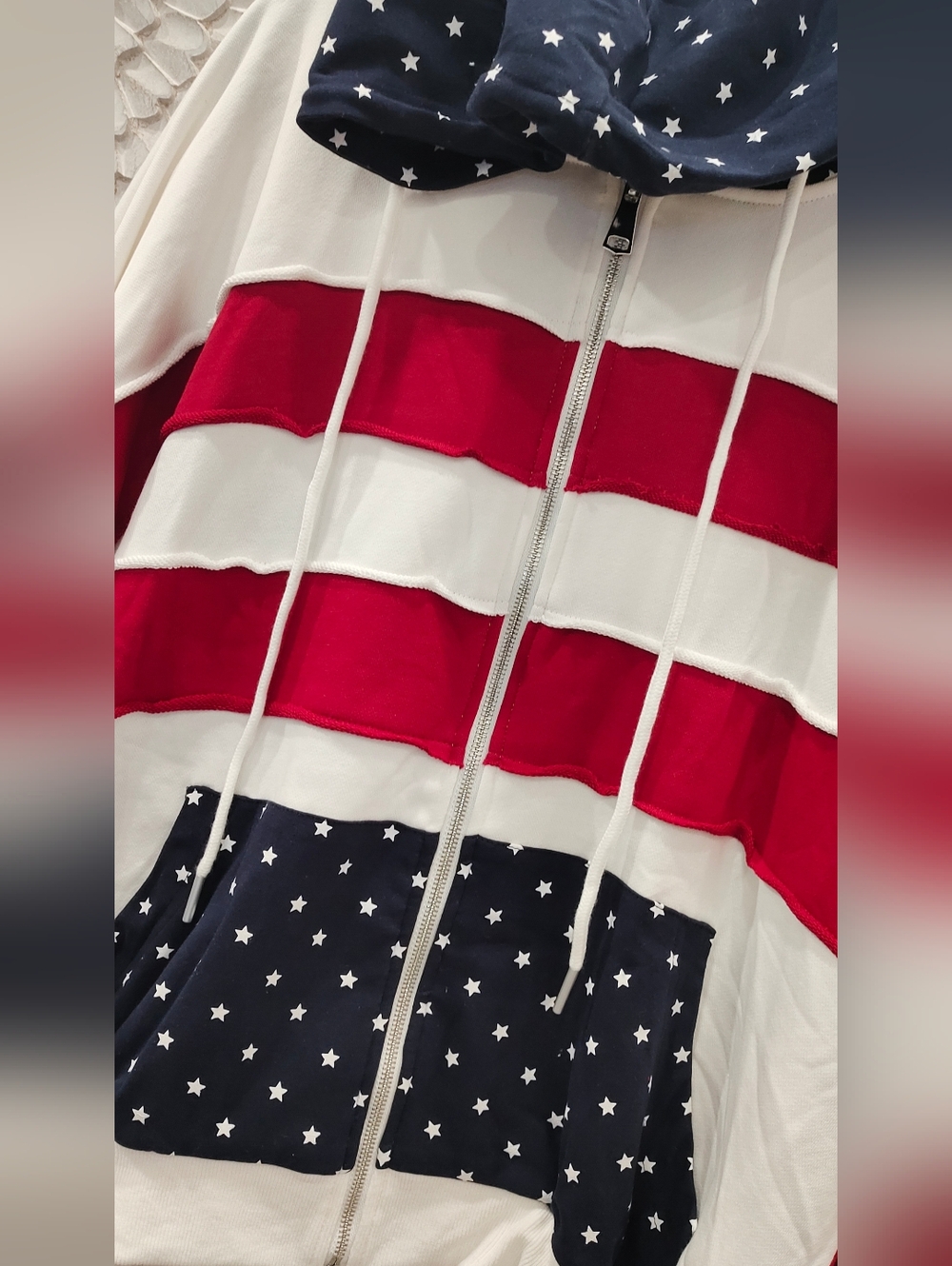 Stars & Stripes Zip Patchwork Hoodie - Picture 4 of 8